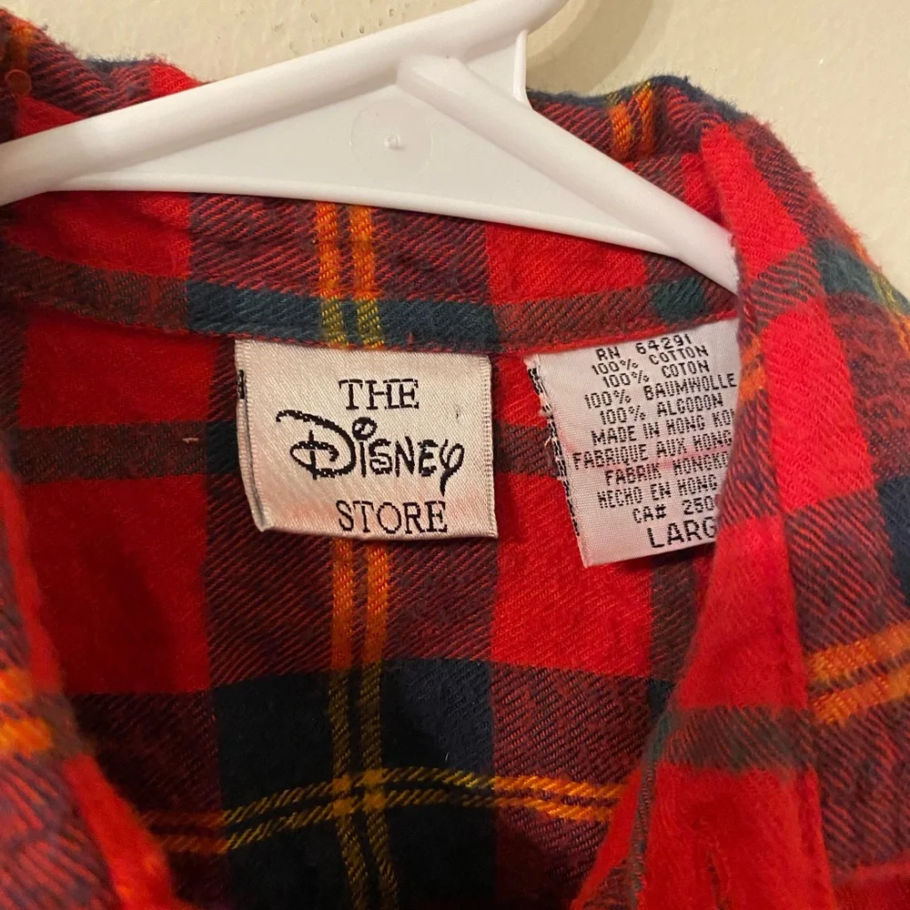 VTG 1990s Disney Store Mickey Mouse Sport‎ Flannel Style Shirt Kids Size Large